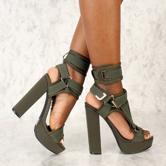 Liliana Glamrock Olive Green Heels - Picture 2 of 4